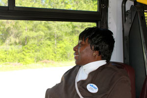 WCTS bus passenger on her way to work