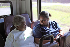 Passengers on their way to Myrtle Beach on Williamsburg County Transit bus