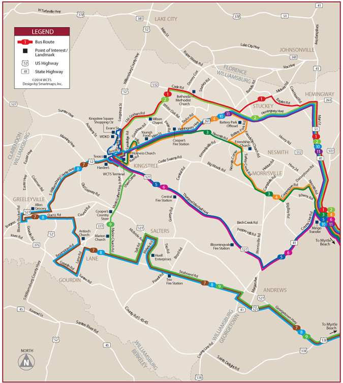 System Map for Williamsburg County Transit