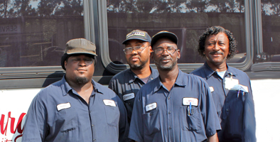 Williamsburg County Transit Shop Crew (left to right): Gary, Jason, Lowis Dorsey, Brutus Jones